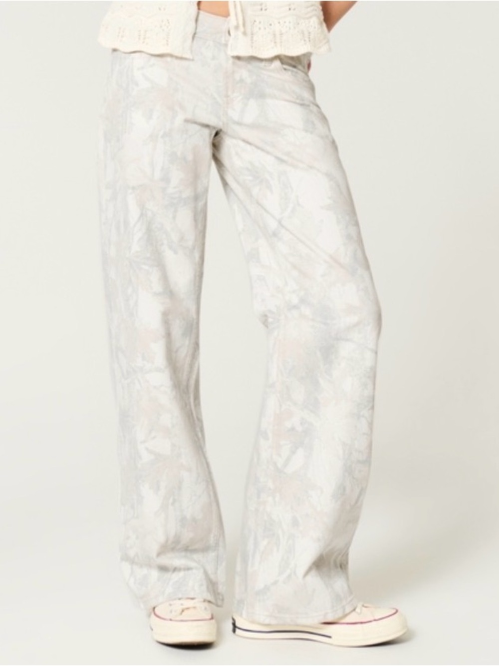 Light Grey Camo Low Rise Wide Leg Hollister Jeans